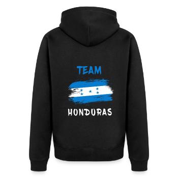Honduras team flag design - Unisex Premium Organic Zip Hoodie - black - Back - Nico (187cm)