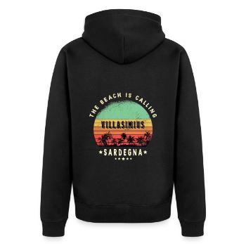 Villasimius Sardinien Italien Strand Design - Unisex Premium Bio Zip Hoodie - Schwarz - Hinten - Nico (187cm)
