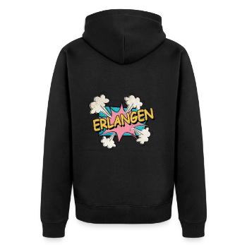 Erlangen Allemagne City Font Pop Art Comic - Veste à capuche bio Premium Unisexe - noir - Dos - Nico (187cm)