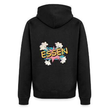 Essen Germany City Font Pop Art Comic - Unisex Premium Organic Zip Hoodie - black - Back - Nico (187cm)