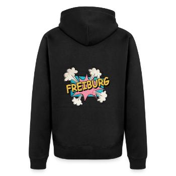Freiburg Germany City Font Pop Art Comic - Unisex Premium Organic Zip Hoodie - black - Back - Nico (187cm)