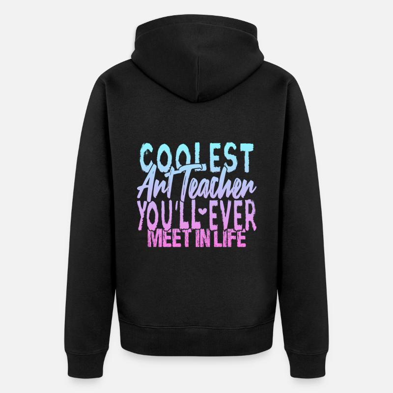 Der coolste Kunstlehrer - Unisex Premium Bio Zip Hoodie - Schwarz
