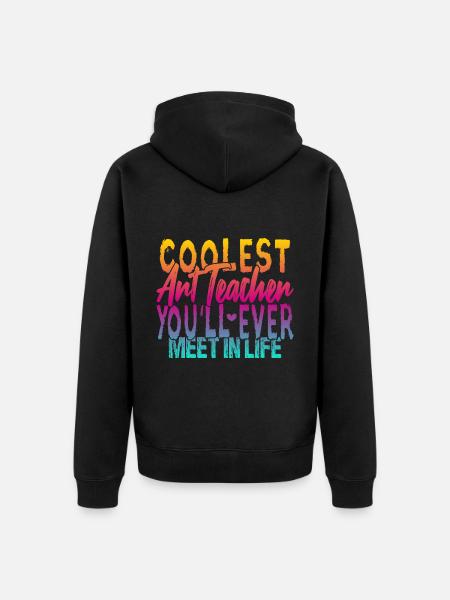 Der coolste Kunstlehrer - Unisex Premium Bio Zip Hoodie - Schwarz