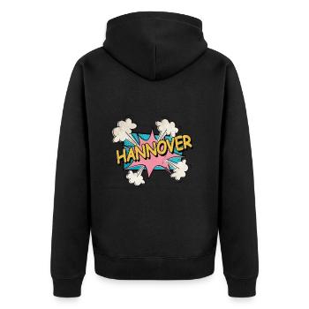 Hannover Germany City Font Pop Art Comic - Unisex Premium Organic Zip Hoodie - black - Back - Nico (187cm)