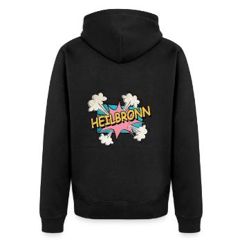 Heilbronn Deutschland Stadt Schrift Pop Art Comic - Unisex Premium Bio Zip Hoodie - Schwarz - Hinten - Nico (187cm)