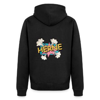 Herne Germany City Font Pop Art Comic - Unisex Premium Organic Zip Hoodie - black - Back - Nico (187cm)