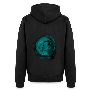 Opossum fake death - Unisex Premium Bio Zip Hoodie - Schwarz - Hinten - Nico (187cm)