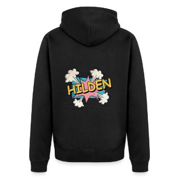 Hilden Germany City Font Pop Art Comic - Unisex Premium Organic Zip Hoodie - black - Back - Nico (187cm)