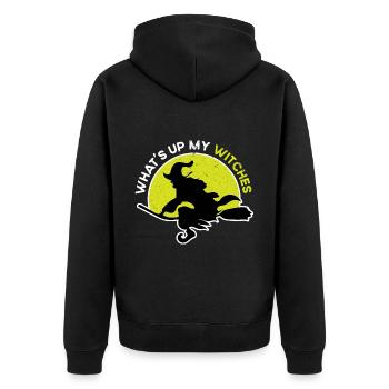 Halloween broom riding broom witch - Unisex Premium Organic Zip Hoodie - black - Back - Nico (187cm)