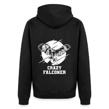 Falknern - Unisex Premium Bio Zip Hoodie - Schwarz - Hinten - Nico (187cm)