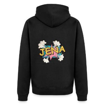 Jena Germany City Font Pop Art Comic - Unisex Premium Organic Zip Hoodie - black - Back - Nico (187cm)