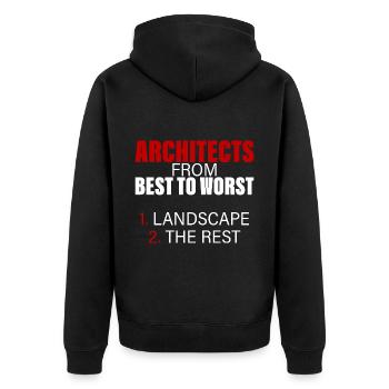 Architects From Best To Worst 1. Landscape 2 - Unisex Premium Bio Zip Hoodie - Schwarz - Hinten - Nico (187cm)