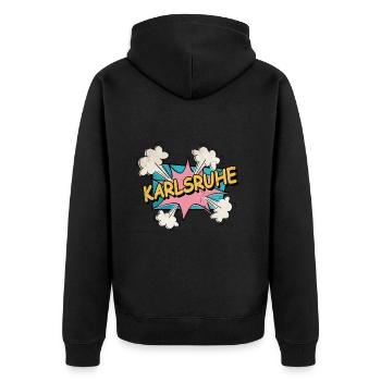 Karlsruhe Germany City Font Pop Art Comic - Unisex Premium Organic Zip Hoodie - black - Back - Nico (187cm)