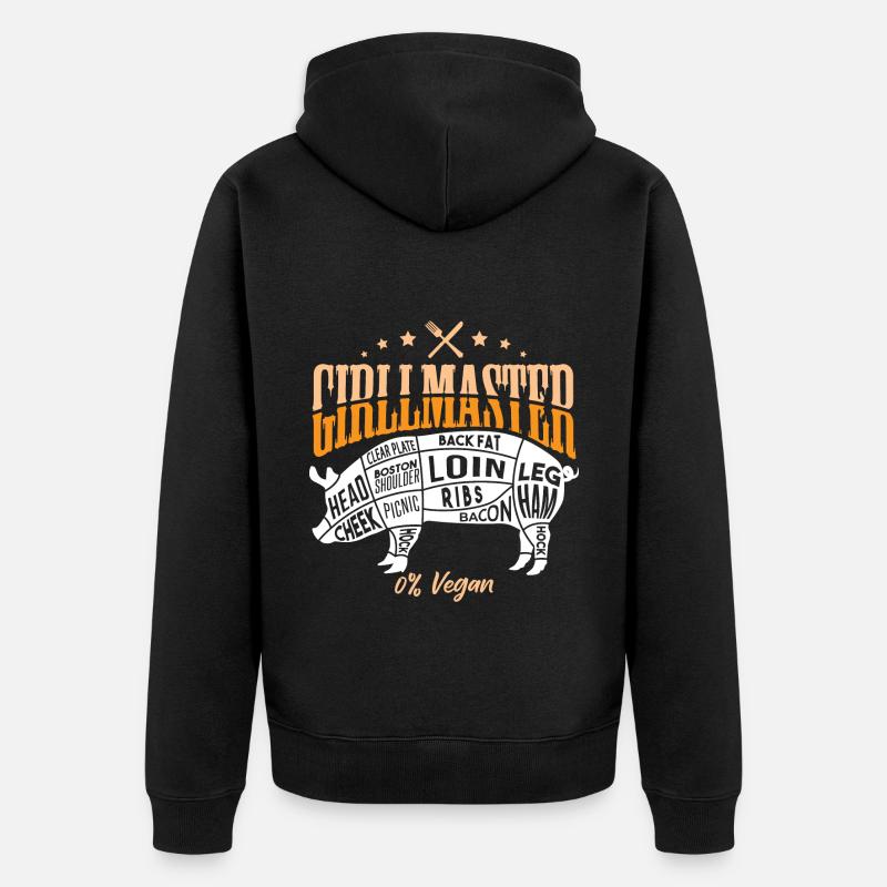 Grillmaster 0% Vegan - Unisex Premium Bio Zip Hoodie - Schwarz