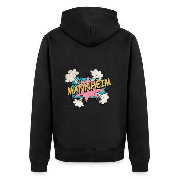 Mannheim Germany City Font Pop Art Comic - Unisex Premium Organic Zip Hoodie - black - Back - Nico (187cm)