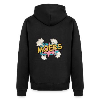 Moers Germany City Font Pop Art Comic - Unisex Premium Organic Zip Hoodie - black - Back - Nico (187cm)