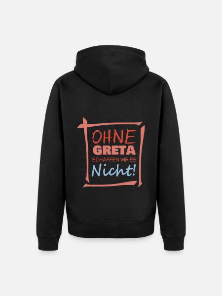 Greta - Unisex Premium Organic Zip Hoodie - black