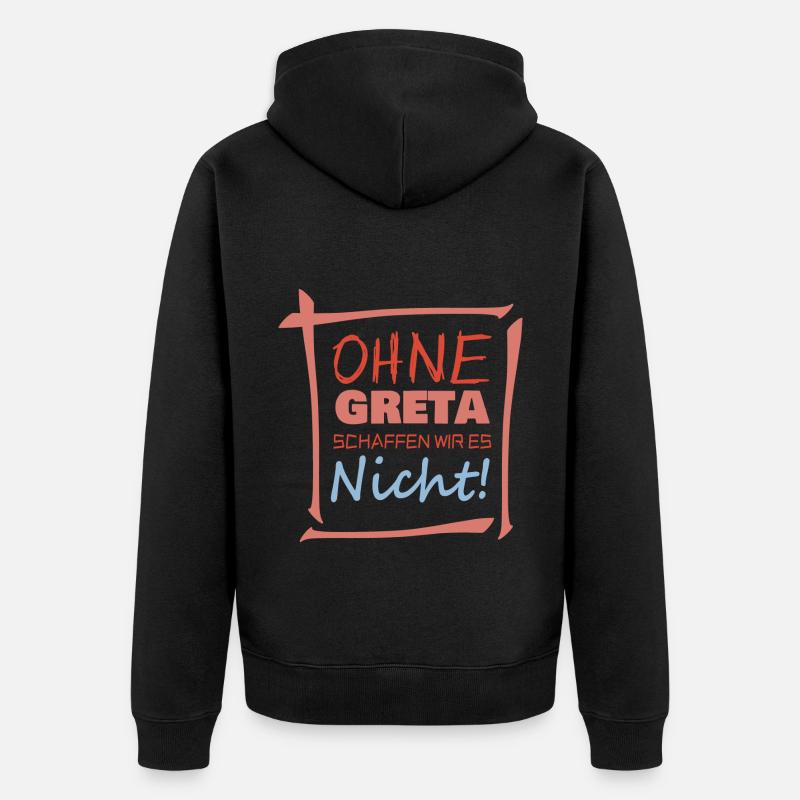 greta - Unisex Premium Bio Zip Hoodie - Schwarz
