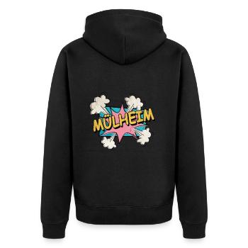 Mülheim Deutschland Stadt Schrift Pop Art Comic - Unisex Premium Bio Zip Hoodie - Schwarz - Hinten - Nico (187cm)