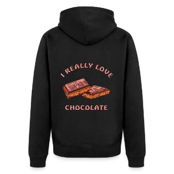 I love chocolate - Unisex Premium Organic Zip Hoodie - black - Back - Nico (187cm)