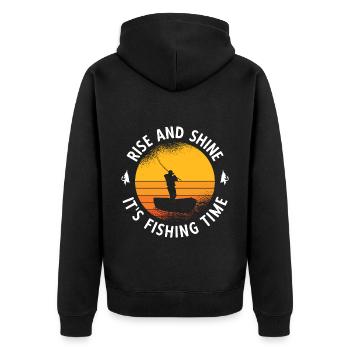 Angler Spruch zum Angeln Angel - Unisex Premium Bio Zip Hoodie - Schwarz - Hinten - Nico (187cm)