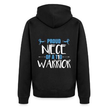 Proud Niece Of A T1D Warrior - Unisex Premium Organic Zip Hoodie - black - Back - Nico (187cm)