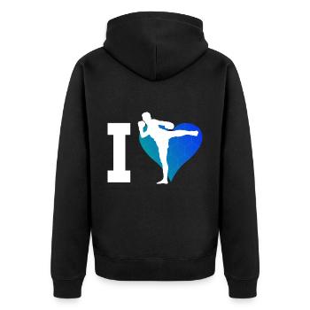 Muay Thai Boxe Thaï Homme Boxe Thaï Femmes - Veste à capuche bio Premium Unisexe - noir - Dos - Nico (187cm)