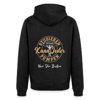 Studieren Kann Jeder Pumpen Nur... - Unisex Premium Bio Zip Hoodie - Schwarz - Hinten - Nico (187cm)