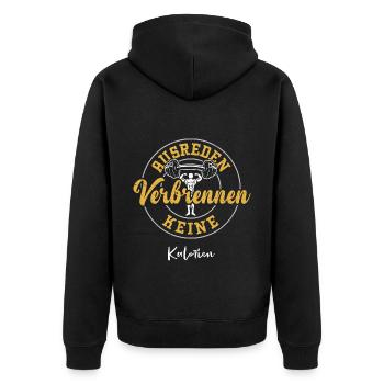 Ausreden Verbrennen Keine Kalorien - Unisex Premium Bio Zip Hoodie - Schwarz - Hinten - Nico (187cm)
