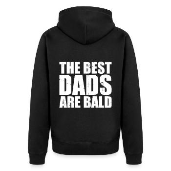 Die besten Väter sind kahl - Unisex Premium Bio Zip Hoodie - Schwarz - Hinten - Nico (187cm)