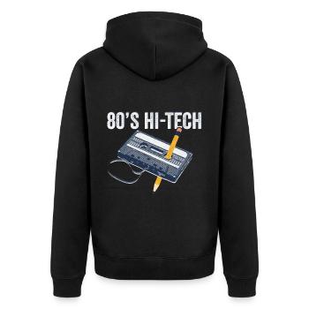80er Jahre 90er Jahre Kassette Stift Retro Lustig - Unisex Premium Bio Zip Hoodie - Schwarz - Hinten - Nico (187cm)