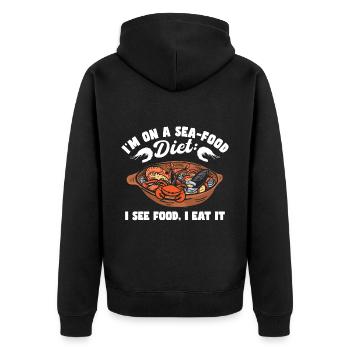 Humour de croisière Drôle de fruits de mer - Veste à capuche bio Premium Unisexe - noir - Dos - Nico (187cm)