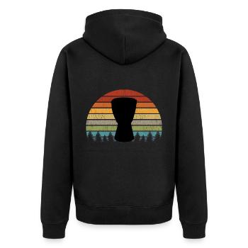 Djembe Player Drummer Music Drum Vintage Retro - Unisex Premium Organic Zip Hoodie - black - Back - Nico (187cm)