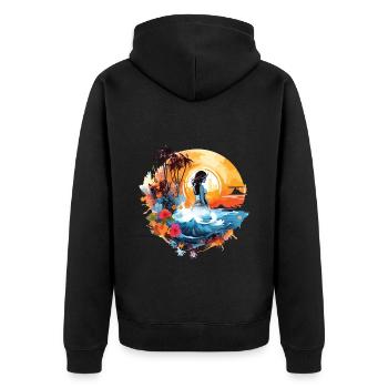 été soleil palmiers plage mer femme vacances voyage - Veste à capuche bio Premium Unisexe - noir - Dos - Nico (187cm)