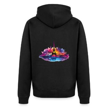 Paris Eiffel Tower France City Skyline Art - Unisex Premium Organic Zip Hoodie - black - Back - Nico (187cm)