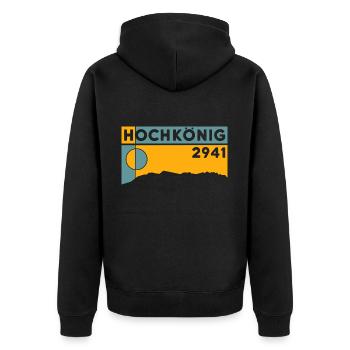 Hochkönig Höhe Hiking Hike Via ferrata - Unisex Premium Organic Zip Hoodie - black - Back - Nico (187cm)