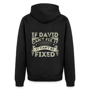 Vintage David - Unisex Premium Organic Zip Hoodie - black - Back - Nico (187cm)