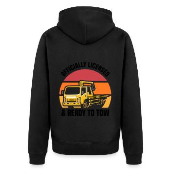 Abschleppwagen | Abschlepper Auto Panne Geschenke - Unisex Premium Bio Zip Hoodie - Schwarz - Hinten - Nico (187cm)
