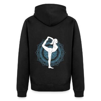 Spiritueller Yogi Buddhist Mandala Geschenk Yoga - Unisex Premium Bio Zip Hoodie - Schwarz - Hinten - Nico (187cm)