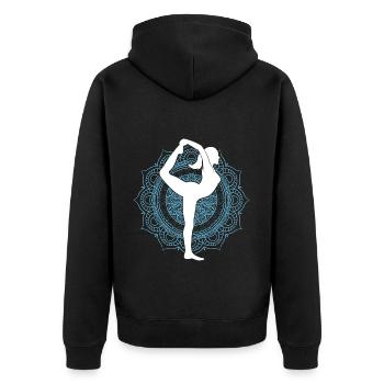 Mandala Buddhist Spiritueller Yogi Geschenk Yoga - Unisex Premium Bio Zip Hoodie - Schwarz - Hinten - Nico (187cm)