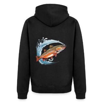 Passionate Trout Angler Fish Design - Unisex Premium Organic Zip Hoodie - black - Back - Nico (187cm)