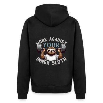 Sloth Fitness Motivation Funny Saying Design - Unisex Premium Organic Zip Hoodie - black - Back - Nico (187cm)