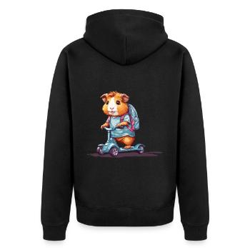 Aventure du cochon d’Inde le premier jour d’école - Veste à capuche bio Premium Unisexe - noir - Dos - Nico (187cm)