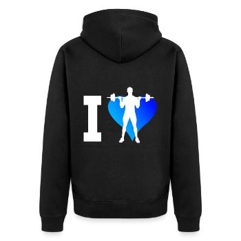 Women's Strength Training Men's Endurance Training - Unisex Premium Organic Zip Hoodie - black - Back - Nico (187cm)