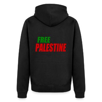 Free palestine - Unisex Premium Bio Zip Hoodie - Schwarz - Hinten - Nico (187cm)
