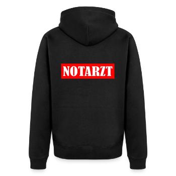 Notarzt - Unisex Premium Bio Zip Hoodie - Schwarz - Hinten - Nico (187cm)
