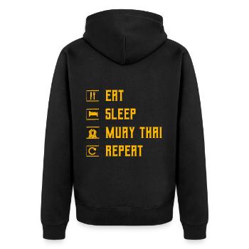 Eat Sleep Muay Thai Repeat - Unisex Premium Organic Zip Hoodie - black - Back - Nico (187cm)