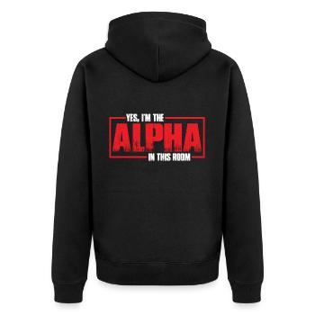 Oui, je suis l’alpha dans cette pièce 30 - Veste à capuche bio Premium Unisexe - noir - Dos - Nico (187cm)