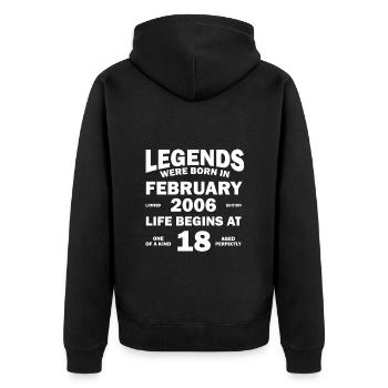 18e anniversaire janvier Vintage 2006 idée cadeau - Veste à capuche bio Premium Unisexe - noir - Dos - Nico (187cm)