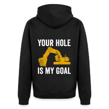 Baggerfahrer Bauarbeiter Bagger - Unisex Premium Bio Zip Hoodie - Schwarz - Hinten - Nico (187cm)